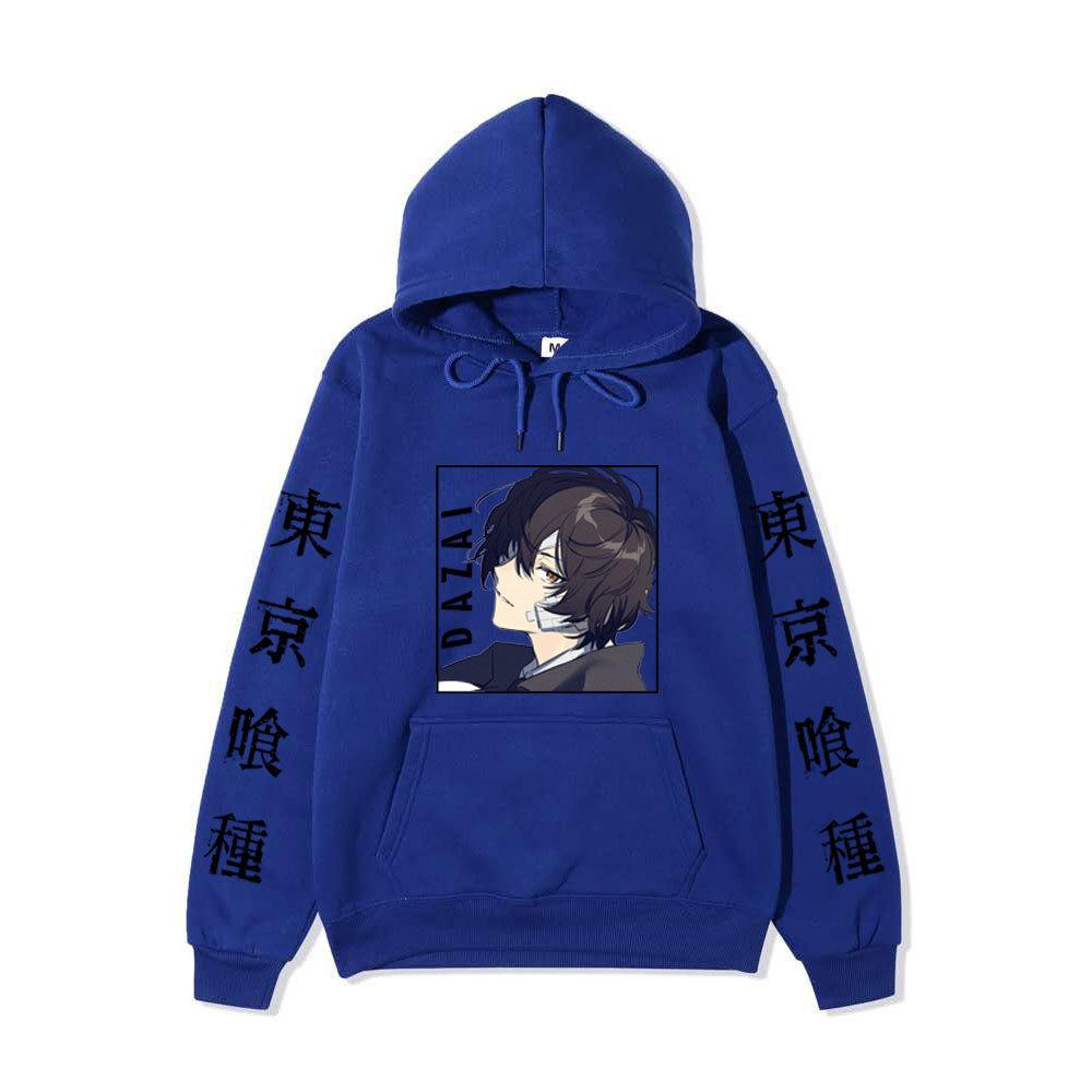 Bungo Stray Dogs Dazai Osamu Unisex Fleece Hoodie Autumn Winter Anime Character Tokyo Kanji Print Long Sleeve Pullover Sweatshirt