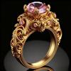 2026 Bestseller: Gold-Plated Pink Zircon & Carved Pink Diamond Ring - European & American Style
