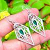 Natural Green Onyx Gemstone Handmade 925 Sterling Silver Earring 2.32" I3l86