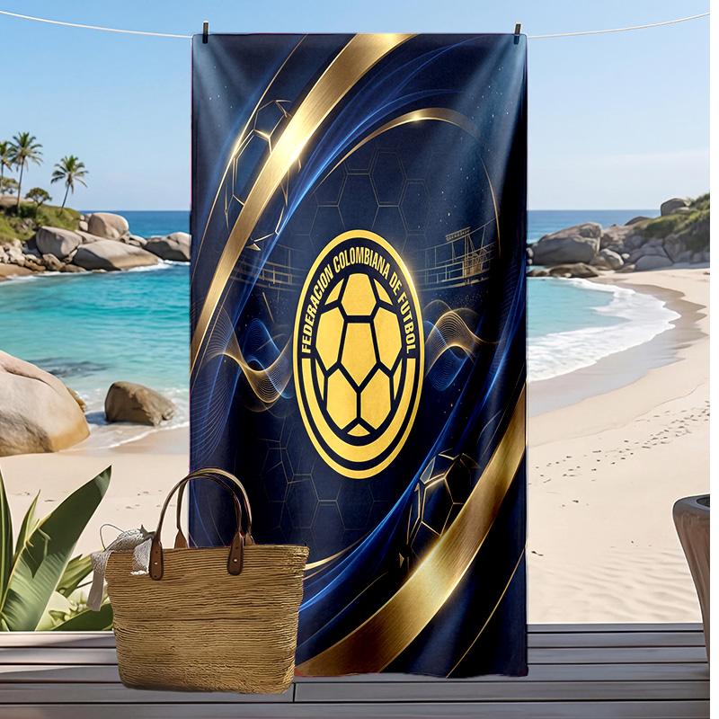 Kolumbien Fußball Print Strandtuch Schnelltrocknend Super Saugfähig Weiches Badetuch für Schwimmen Strand Reisen Fan Souvenir Geschenk