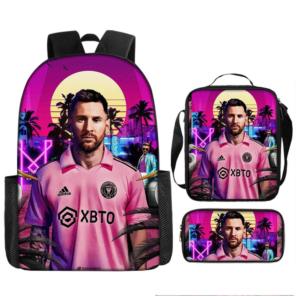 Football Schoolbag Three-Piece Backpack Pencil Bag Satchel Package Primary And Secondary School Students Schoolbag