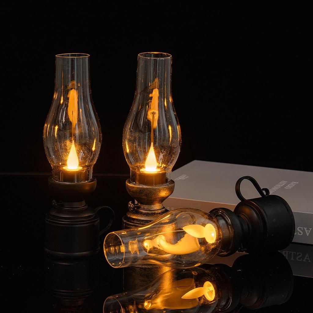 Vintage LED Candle Lamp: Retro Kerosene Design for Home Decor and Cozy Ambiance
