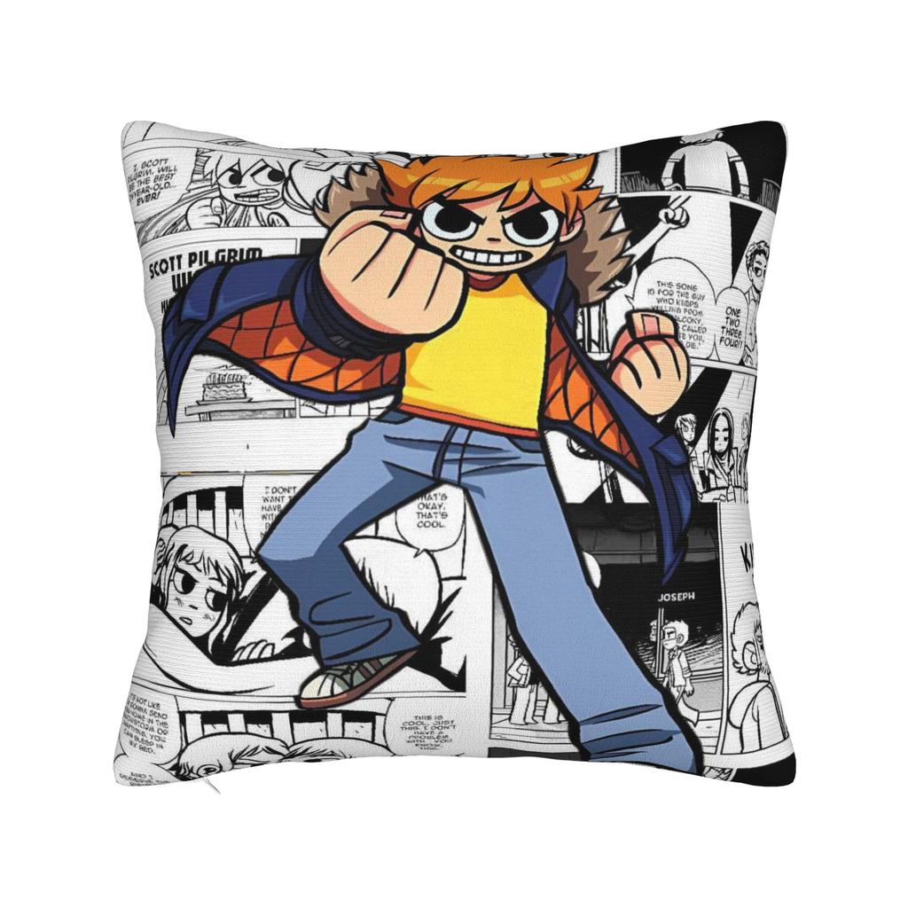 Scott Pilgrim Group Battle Pillow Case Square Pillow Cover Cute Funny Cushion Cover For Sofa Bedroom Home Decor