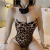 Sexy Wild Fantasy Leopard Strapless Teddy Rabbit Cosplay Bodysuit with Bunny Ears Lingerie Set Fancy Erotic Costume