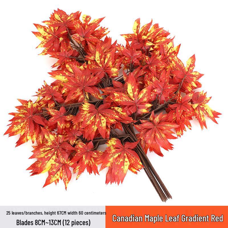Artificial Red Maple Leaf Branch for Decoration and Landscaping