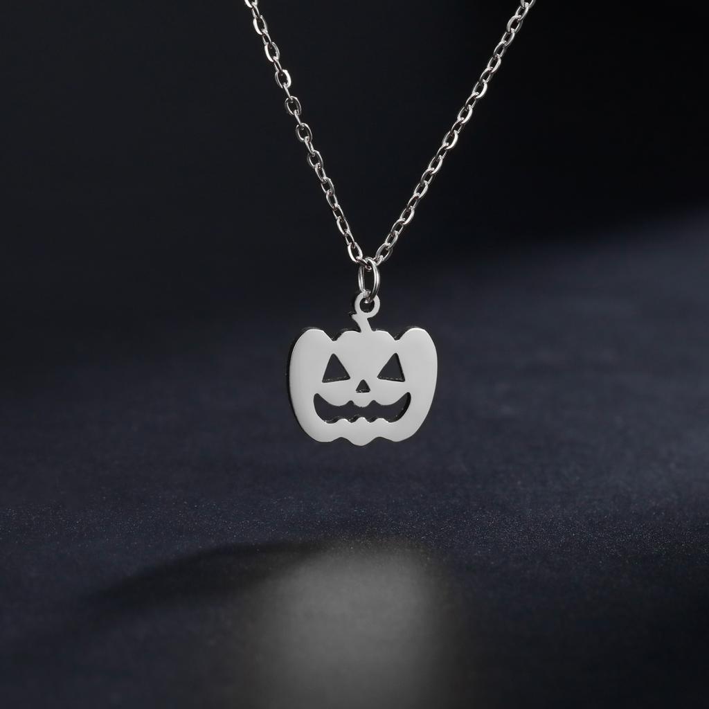 Teamer Pumpkin Ghost Halloween Stainless Steel Pendant Necklace For Women Man Handmade Design Fashion Jewelry Gift 2026 New