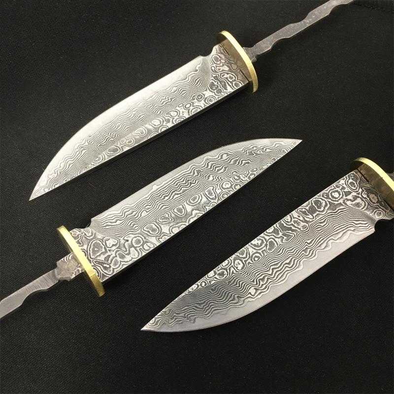 Damascus Steel Fixed Blade Knife Blanks - Unfinished Blade Forging Blanks, Semi-finished Knife Blank | DIY Knife Accessories
