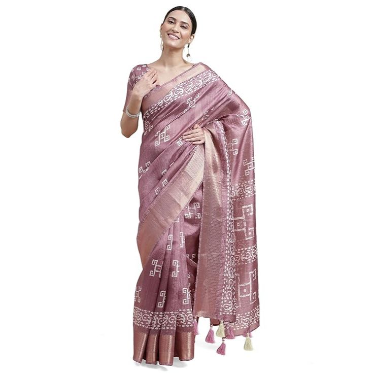 

Женское сари из хлопка и шелка с принтом в стиле батик и блузкой (Необходимо сшить по размеру и посадке)