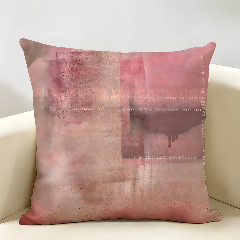 Red Abstract Art Pattern Cushion Cover Natural Linen Organic Fabric Double-Sided Printing Breathable Perfect For Home Decor