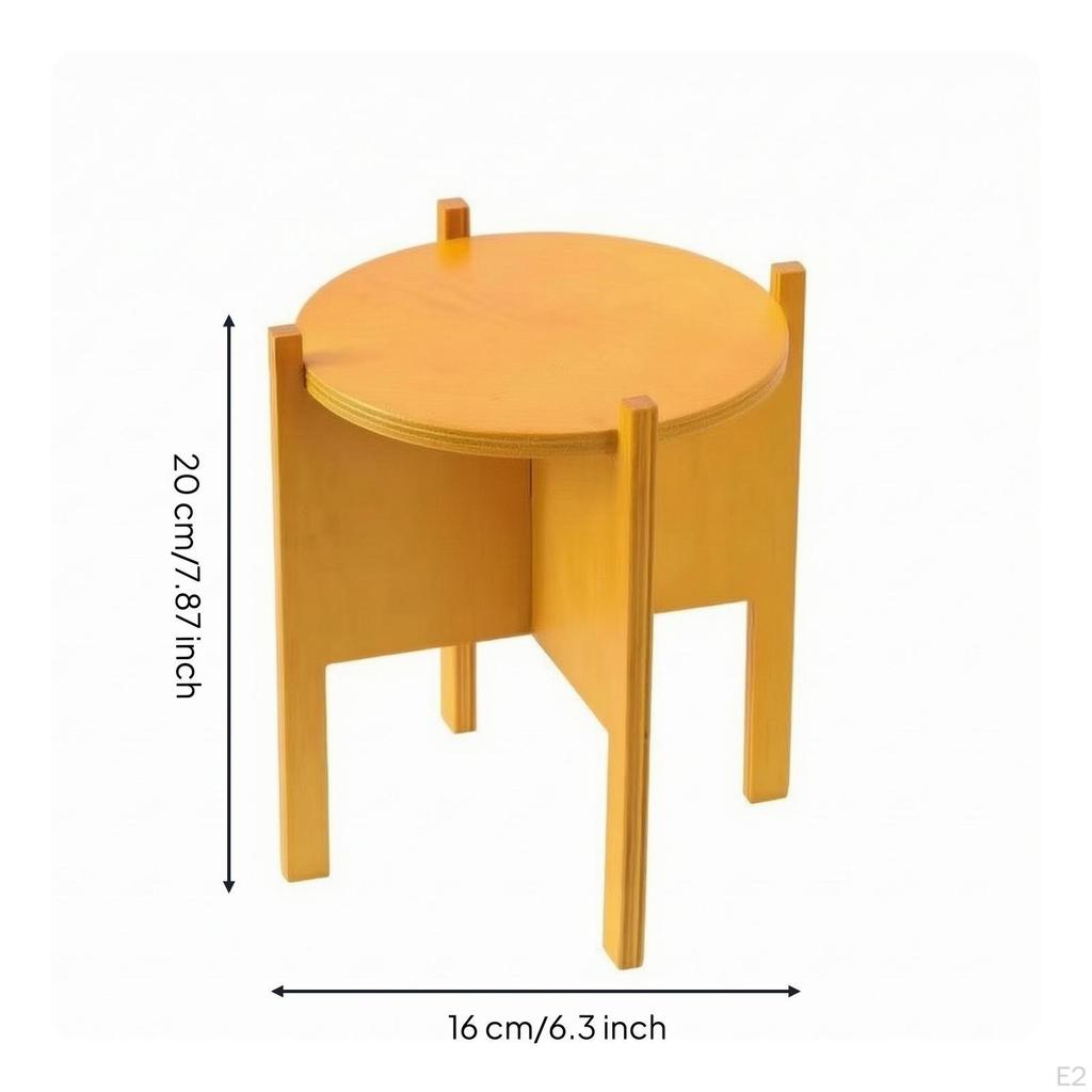 Wooden Plant Stand Solid Wood with Round Top Compact for Minimalists