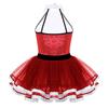 Mädchen Ärmellos Glänzend Pailletten Zierknöpfe Ballett Tanz Gymnastik Turnanzug Mesh Tutu Kleid Moderner Tanz