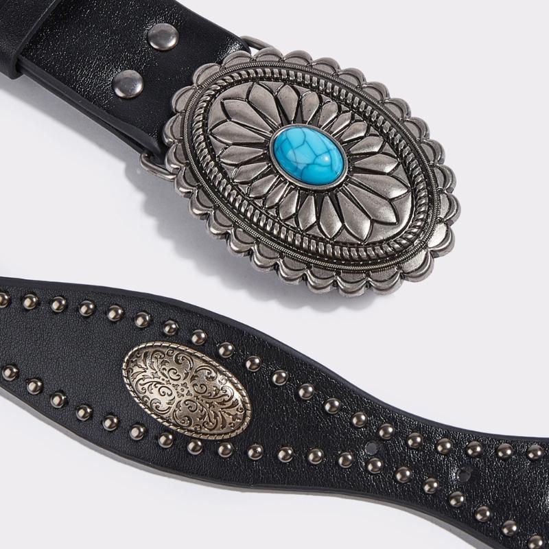 Studded Punk Style Belt Adjustable PU Leather with Charm Heart Buckles for Men Women Fashion Accessories