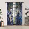 2PC Adorable Genshin Impact Characters Funny Semi-Sheer Polyester Curtains Easy Install for Living Room Bedroom Home Decor
