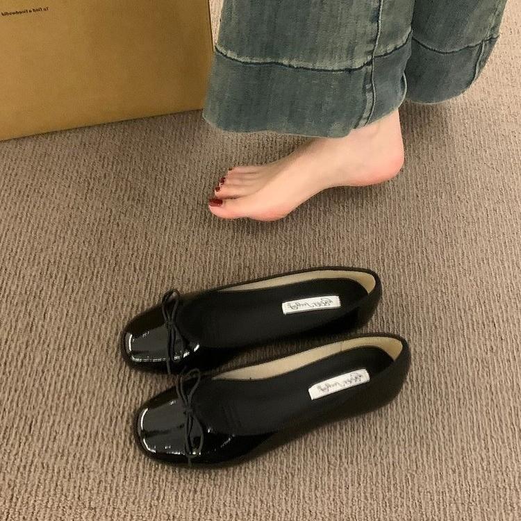 Spring Butterfly-knot Women Ballet Flats Shallow Slip On Casual Soft Sole Women's Leather Shoes 2025