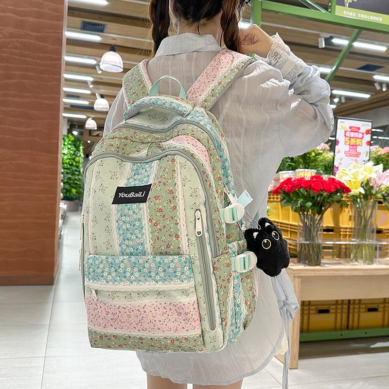 Large Capacity Student Schoolbag Girls Floral Print Backpack
