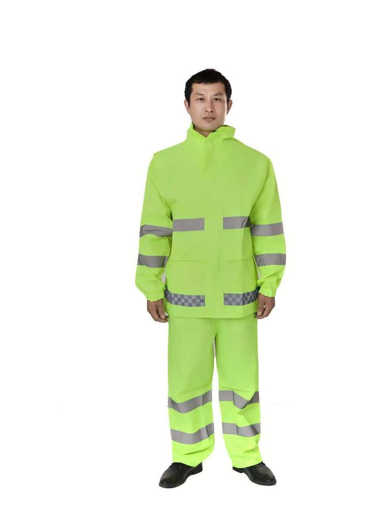 Reflective Raincoat & Pants Set - Thickened PU Oxford Cloth for Traffic & Sanitation, Stormproof