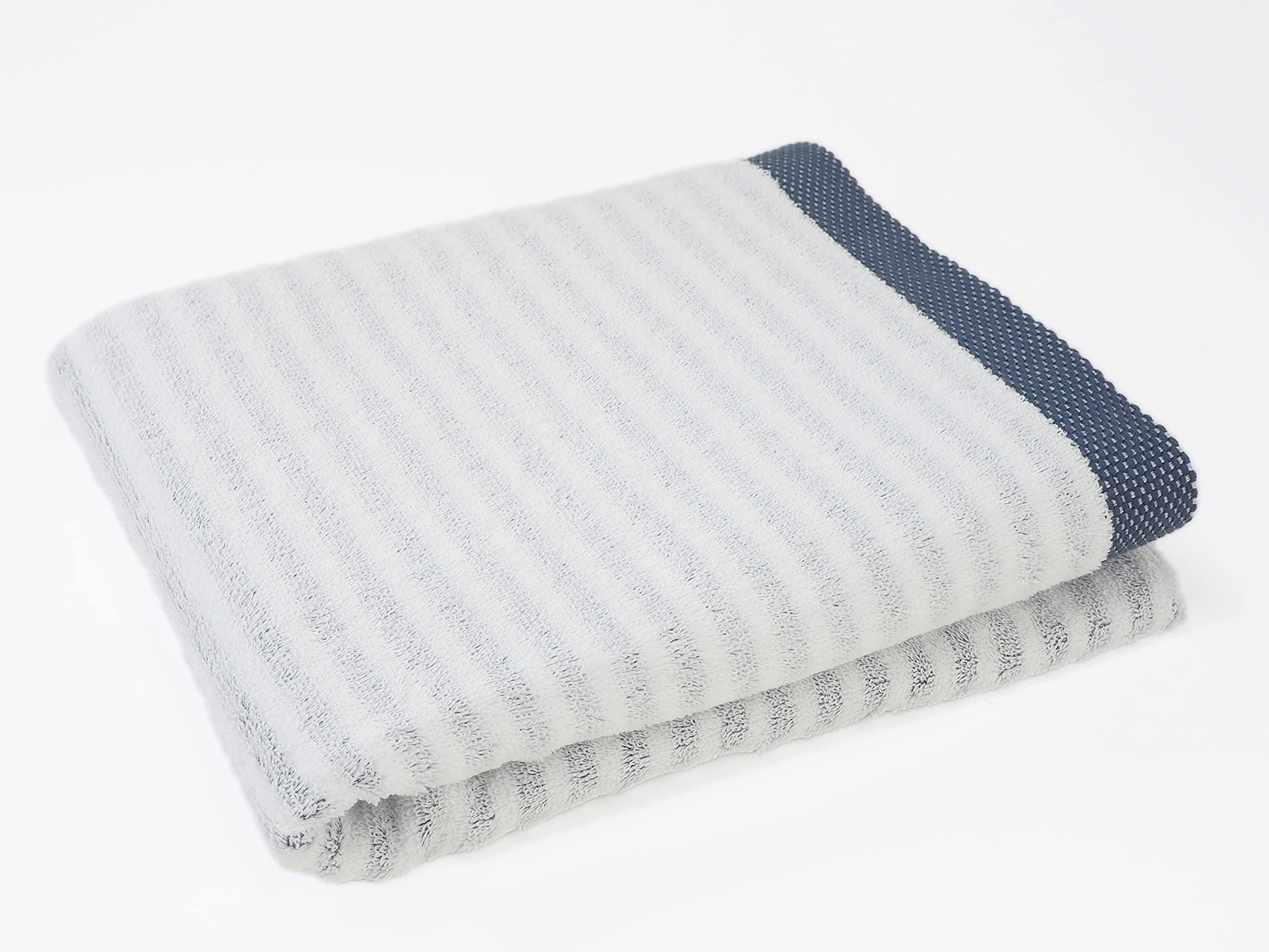 

Kosugizen Bath Towel Adult Cotton Plus Hollow Fiber Border 60 x 120cm Navy