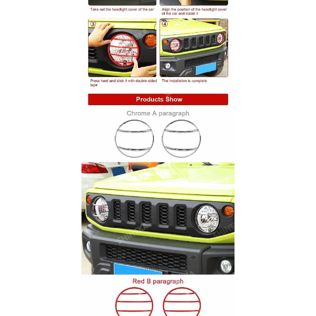SHINEKA Lamp Hoods Car Front Headlight Lamp Decoration Cover for Suzuki Jimny 2019 2020 2021 2022 2023 Up Exterior Accessories