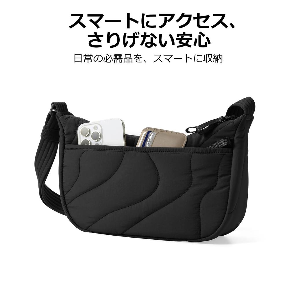 Tomtoc Mini Shoulder Quilted Crescent Round Shoulder Smartphone and Wallet Crossbody Hobo Perfect for and Travel Women's Bag, Lightweight, Small, 3.5L