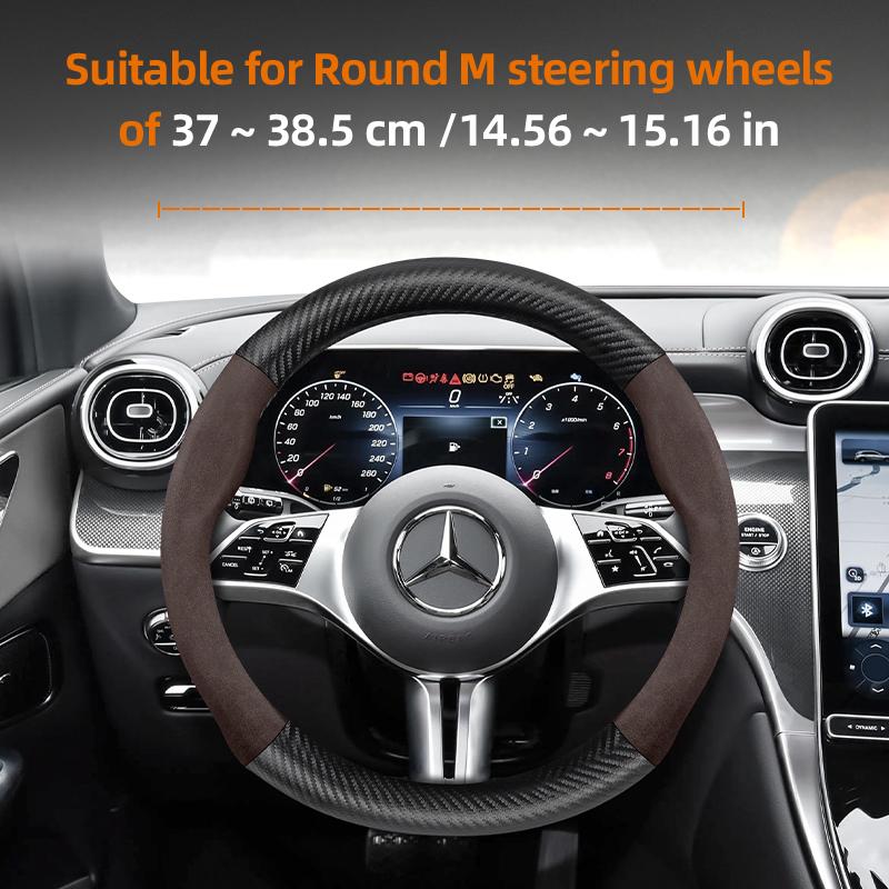 Suitable for Mercedes-Benz Suede Matte Carbon Fiber Texture Steering Wheel Cover Suitable for E Class S C a Glc Suv Eqc Gle Gla Eqe Amg Eq E63 Maybach