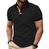 Trendy Geometric Pattern Short-Sleeve Polo Shirt, Stylish Men's Casual Top