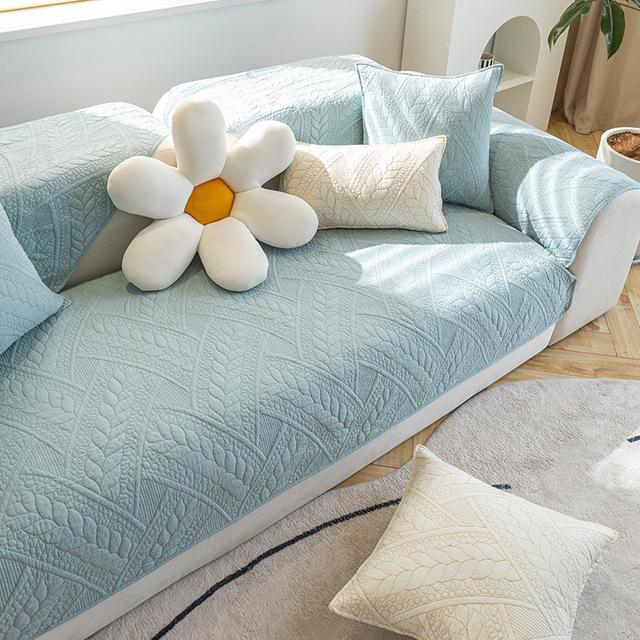Thicken Quilted Sofa Cover Jacquard Cotton Sofa Cushion Non Slip Sofa Towel Nordic Washable Couch Slipcovers Home Living Room