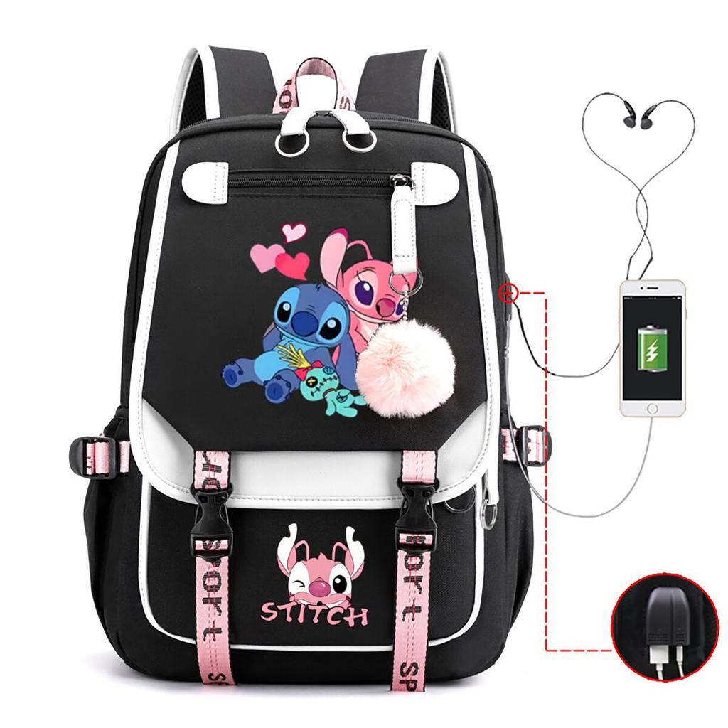 Children'S School Bag Contrasting Color Neutral Backpack Animation Printing Primary And Secondary School Students
