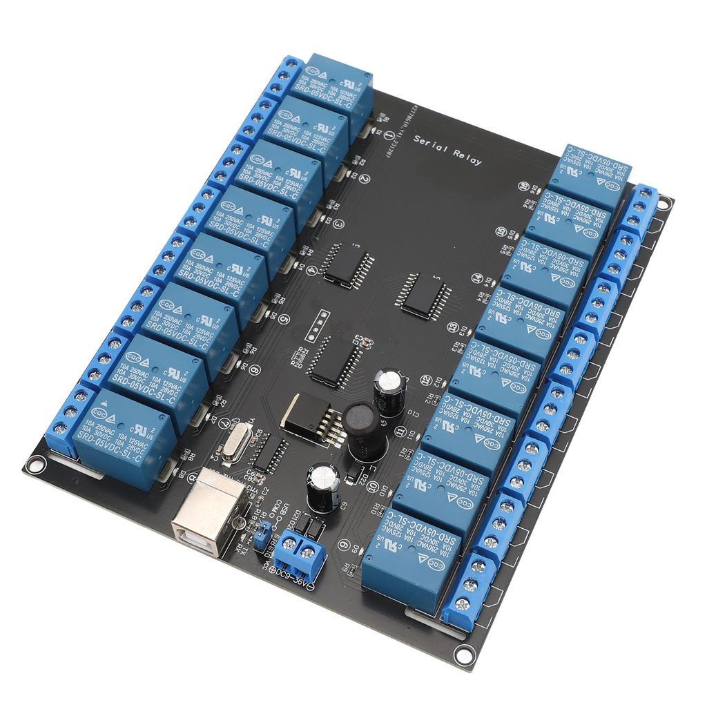 16 Channel Relay Board USB Serial Port Control Switch SPDT Relay Module for ON OFF Electrical Equipment 7‑38V