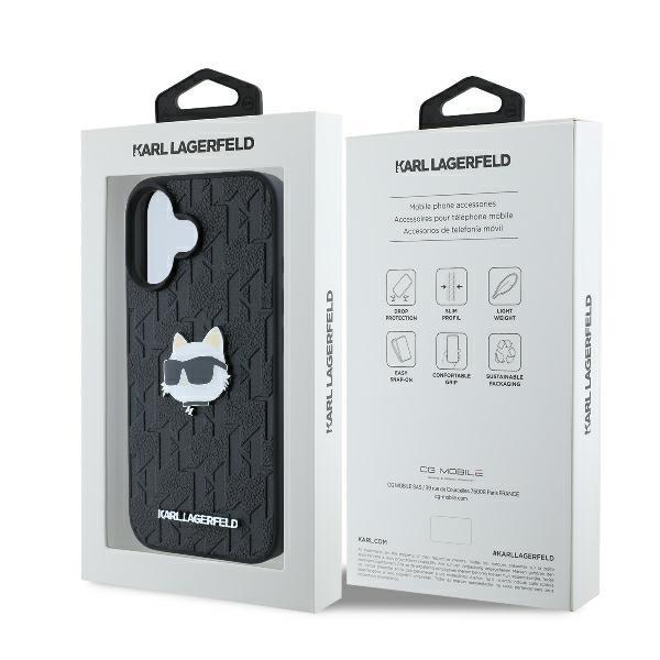 Karl Lagerfeld Klhcp16Spgklchpk Iphone16 6.1 Czarny/Black Hardcase Monogram Choupette Head Pin
