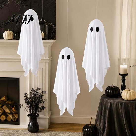 Haunted House Supplies 3Pcs Halloween Hanging Ghost Decorations, Spooky Flying with Scary Cute Decor Lanyard for House, Outdoor, Porch