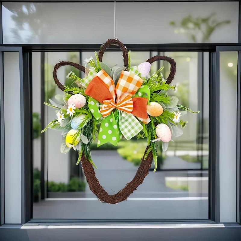 Spring Wreaths For Front Door Artificial Spring Wreath Bunny Head Shape Easter Decor Natural Rattan Door Sign Spring Decorations