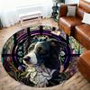 1pc Stained Glass Dog Round Chair mat office Area Rug - Non-Slip, Floor Mat for Office, Bedroom, Ideal home decor gift c0112045