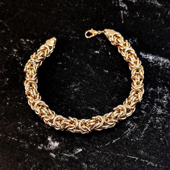 Unisex Byzantine Chain Bracelet Lobster Clip Closure Metal Polished Thick Lightweight Hip Hop Wrist Jewelry Shopping Work Party Dating