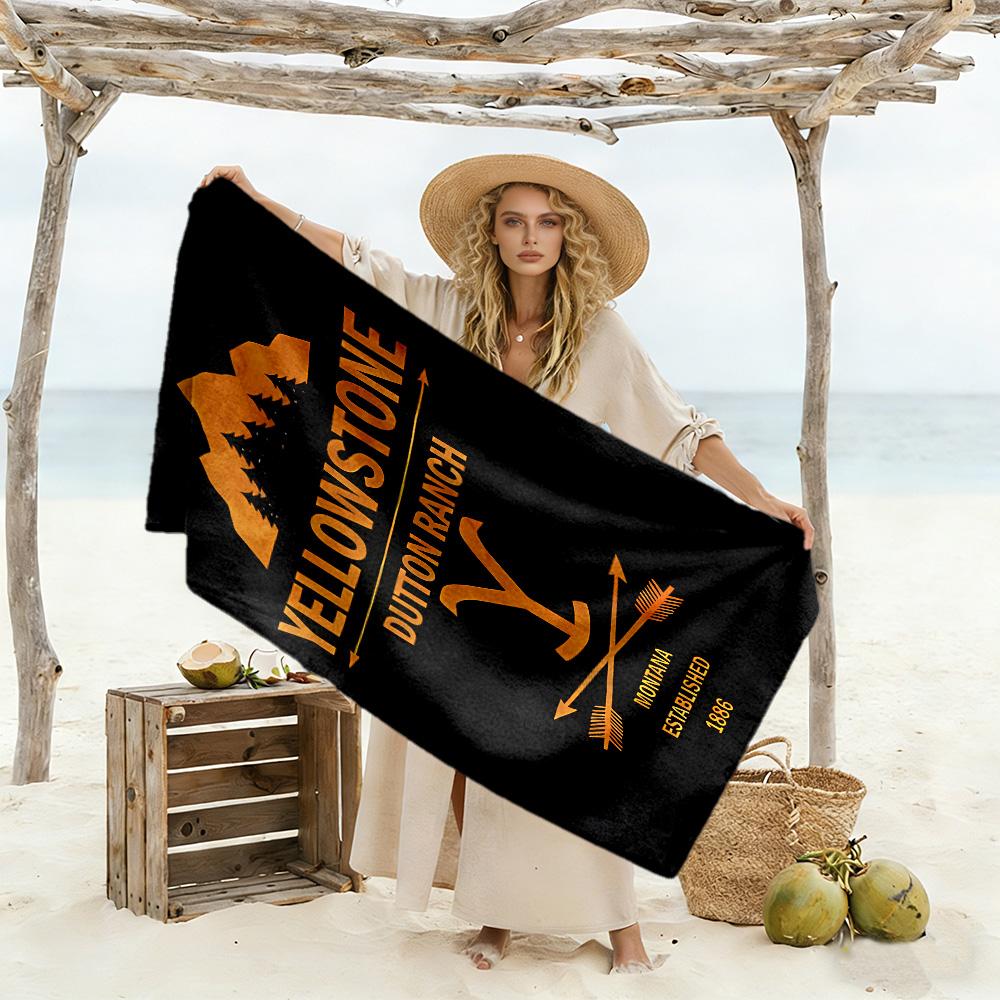 Yellowstone: Western Adventure Durable Beach Towel Comfortable Picnic mat, yoga & fitness, camping blanket Outdoor Accessory Wedding Party Gift