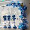 Metallic Blue Arch Balloon Column for Store Openings and Party Decorations