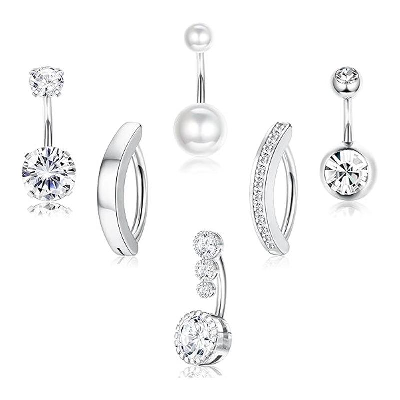 

Пирсинг пупка из нержавеющей стали с кубическим цирконием - Европейский и американский стиль, Набор украшений для пирсинга тела