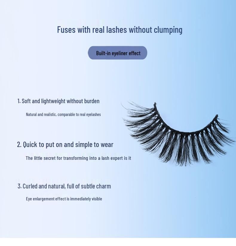Ten Pairs of 3D Synthetic Fiber False Eyelashes: Bold European and American Style with Thick, Curled Volume