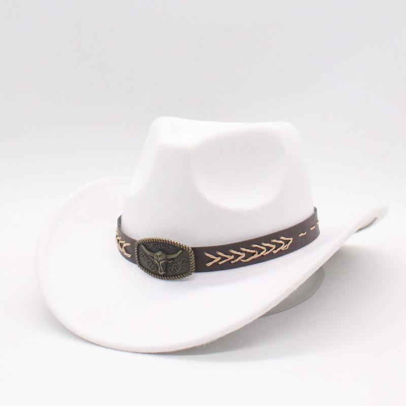 Bull Head Accessories, Western Woolen Outdoor Sunshade Knight Hat, Cowboy Hat, Men'S And Women'S Curved-Brimmed Jazz Hat