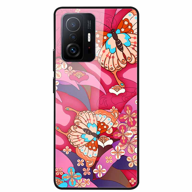 Case For Xiaomi 11T Pro Glass Hard Tempered Glass PC Phone Cover For Xiaomi Mi 11T 11 T Pro Shockproof Landscape Cute Capa Coque