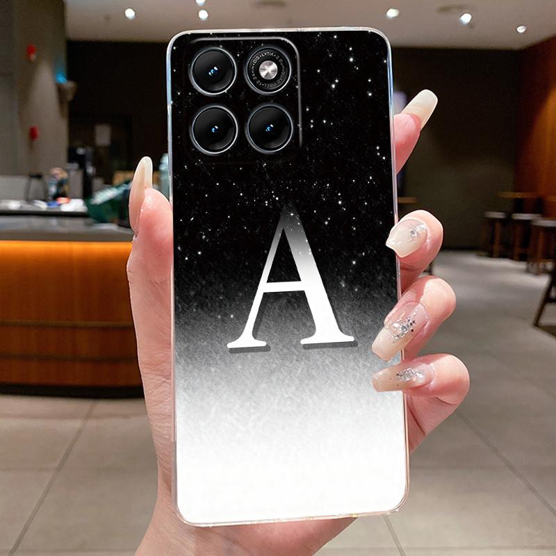 Anti-scratch Phone Case For Motorola Edge 70 Fusion Jelly Clear TPU Soft Casing Fashionable Lucky Letter Flower Couple Shell