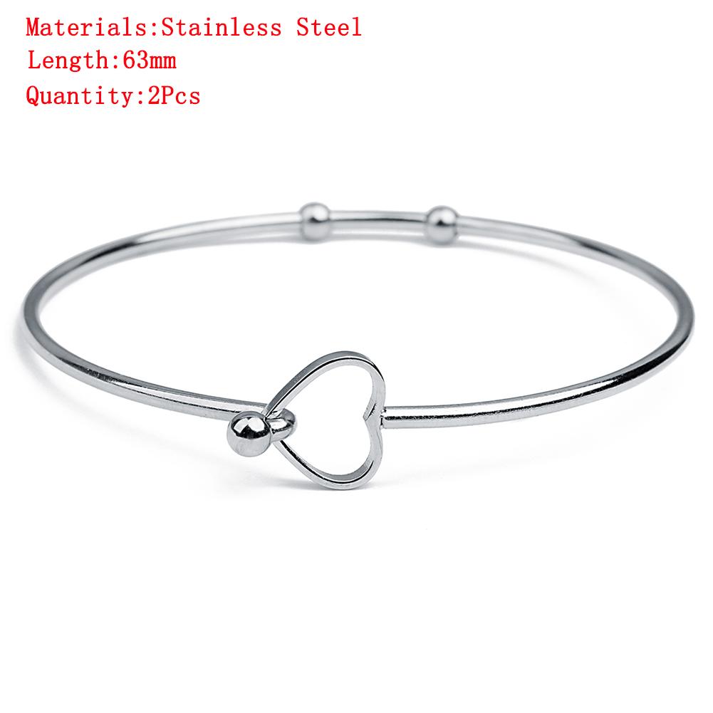 1-5pcs/lot Metal Adjustable Bangle Bracelets Blank Silver Color Open Charm Wire Base Bead Man Woman Jewelry Making