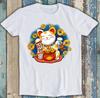 Maneki Neko Lachendes Gesicht Glückskatze Lustiges Geschenk T-Shirt 1794