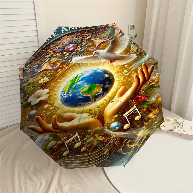 

1PC New Year Peace Umbrella-8-Rib Reinforced, Automatic Open, Lightweight & Durable, Cute Fashion Accessory for Outdoor-T163