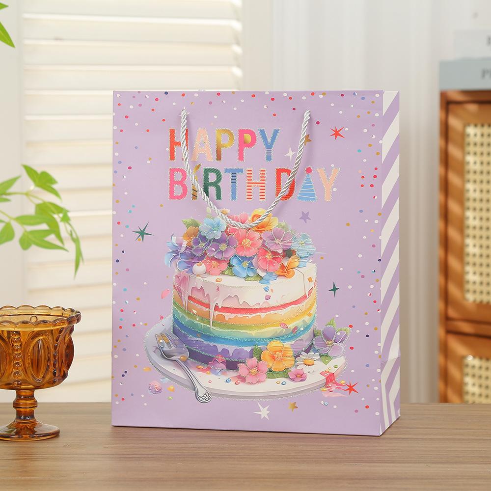 20pcs Gold Foil Party Gift Bags Paper Packaging Bags with Handles for Kids Birthday Party Cake Candy Dessert Gifts