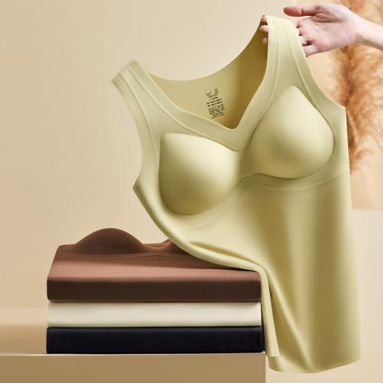 Women's Thermal Tank Top Tummy Control Sleeveless Camisole Top Seamless Padded Shapewear Winter Warm Undershirt Base Layer