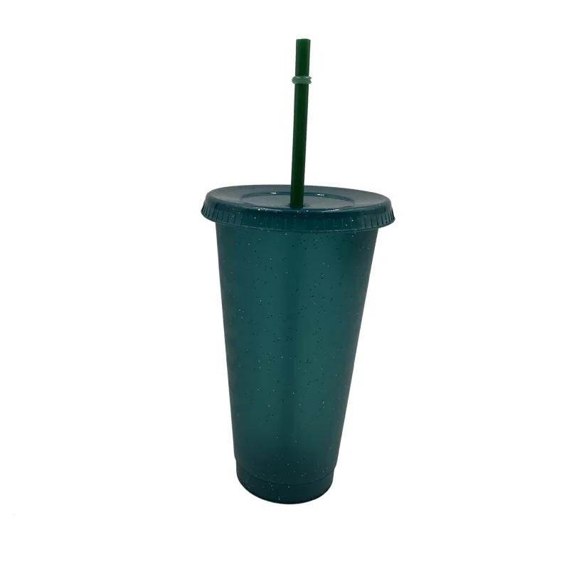 480/700ML Sequin Glitter Straw Cup Plastic Cup with Lids and Straws Reusable Coffee Cups Mugs Bubble Tea Cup Party Bar Drinkware