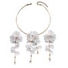 2025 new Korean version women's necklace earrings jewelry set flower small fresh design collar earrings women's fashion