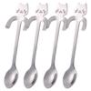 Cute Cat Coffee Spoon Stainless Steel Teaspoons Ice Cream Dessert Snack Scoops Cartoon Mini Cats Spoons Tableware Kitchen Tools