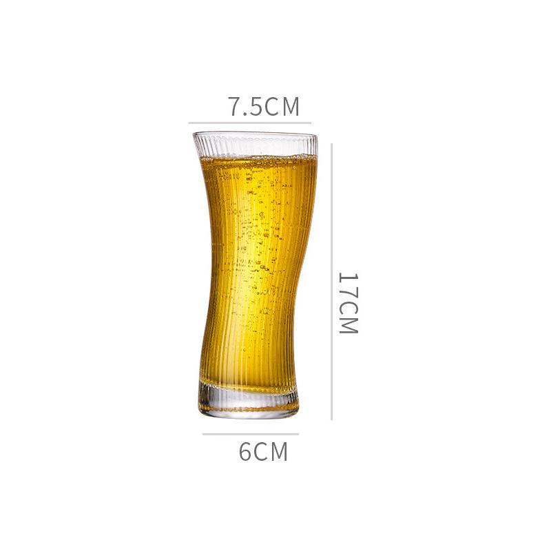 

370ml Creative Wave Shaped Wine Glass Bar Large Capacity Draft Beer Cup Juice Soda Water Cold Drink Mugs Striped Cocktail Glass 370ml