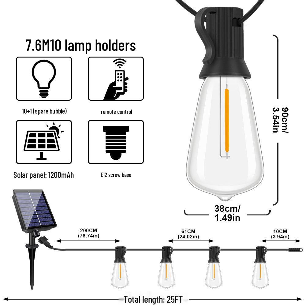 Smart Remote ST38 Solar LED String Lights - Waterproof Decorative Atmosphere for Outdoor Weddings and Camping